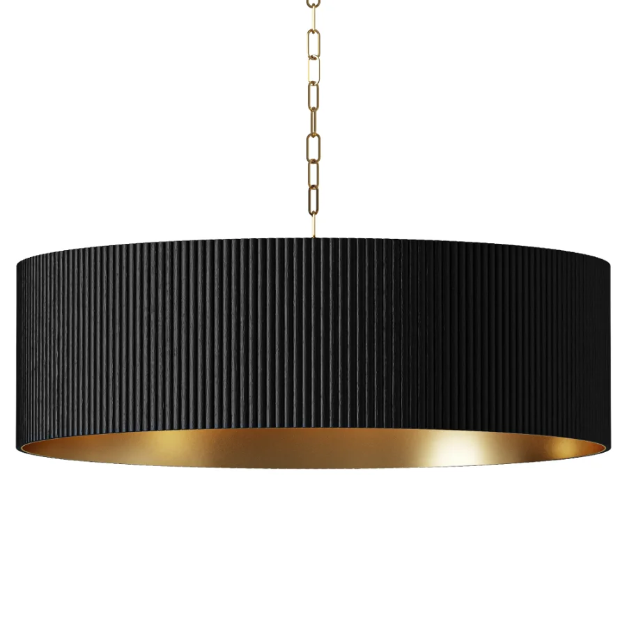 Capital Donovan Black Wood Drum Chandelier Image 2