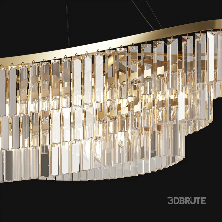 Betu Boat Shaped Linear Crystal Chandelier Image 3