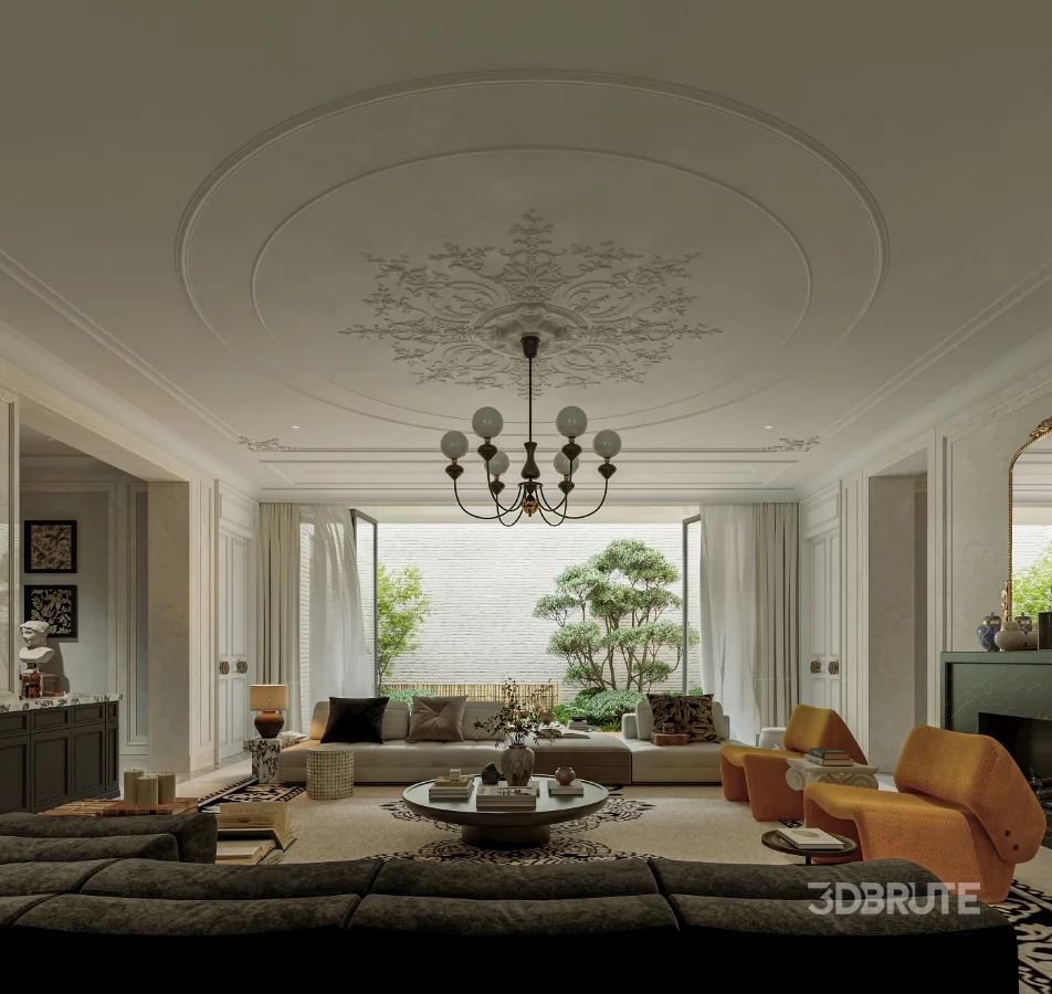 Luxury villa living room and work room Image 4