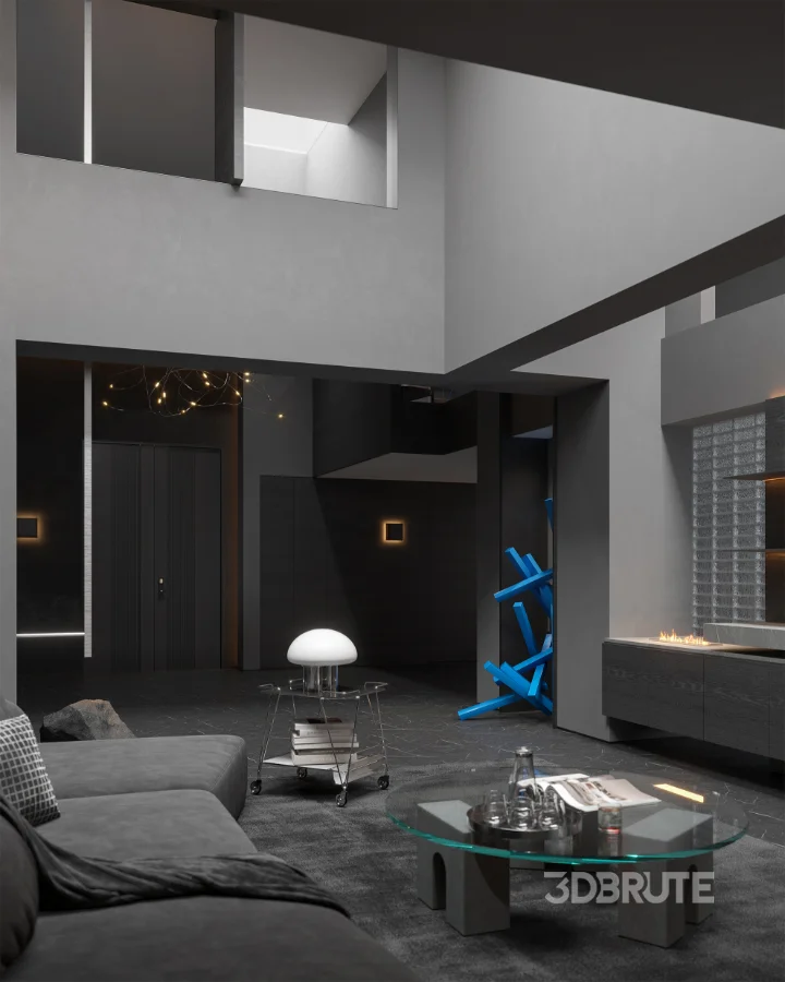 Modern Dark Villa Living Room Image 16