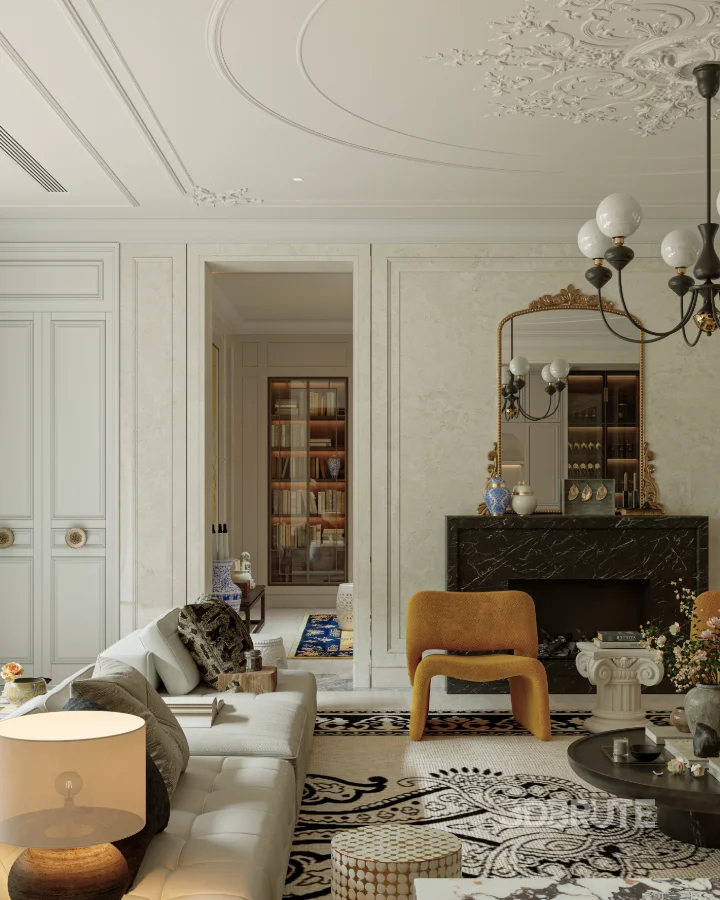 Luxury villa living room and work room Image 6