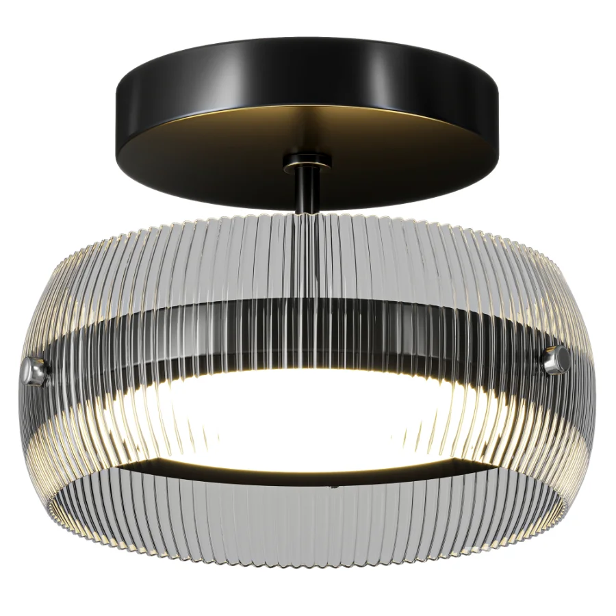 Jude Modern Ribbed Glass Dome Ceiling Light Image 1