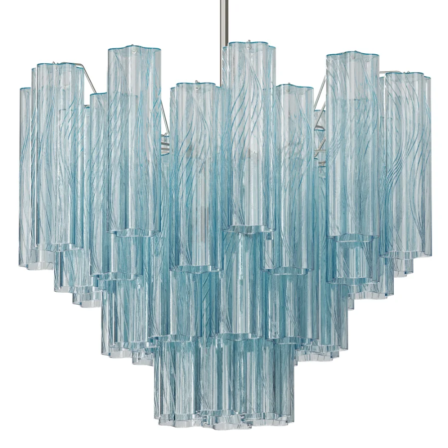 Murano Chandelier Blue Glass Tubes Image 2