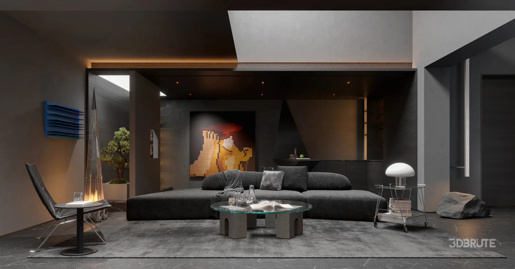 Modern Dark Villa Living Room Image 1