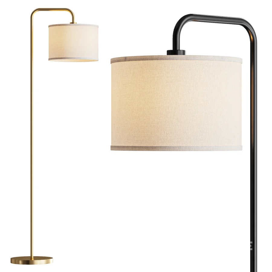 Ellingsworth Gold Fabric Arc Floor Lamp Image 1