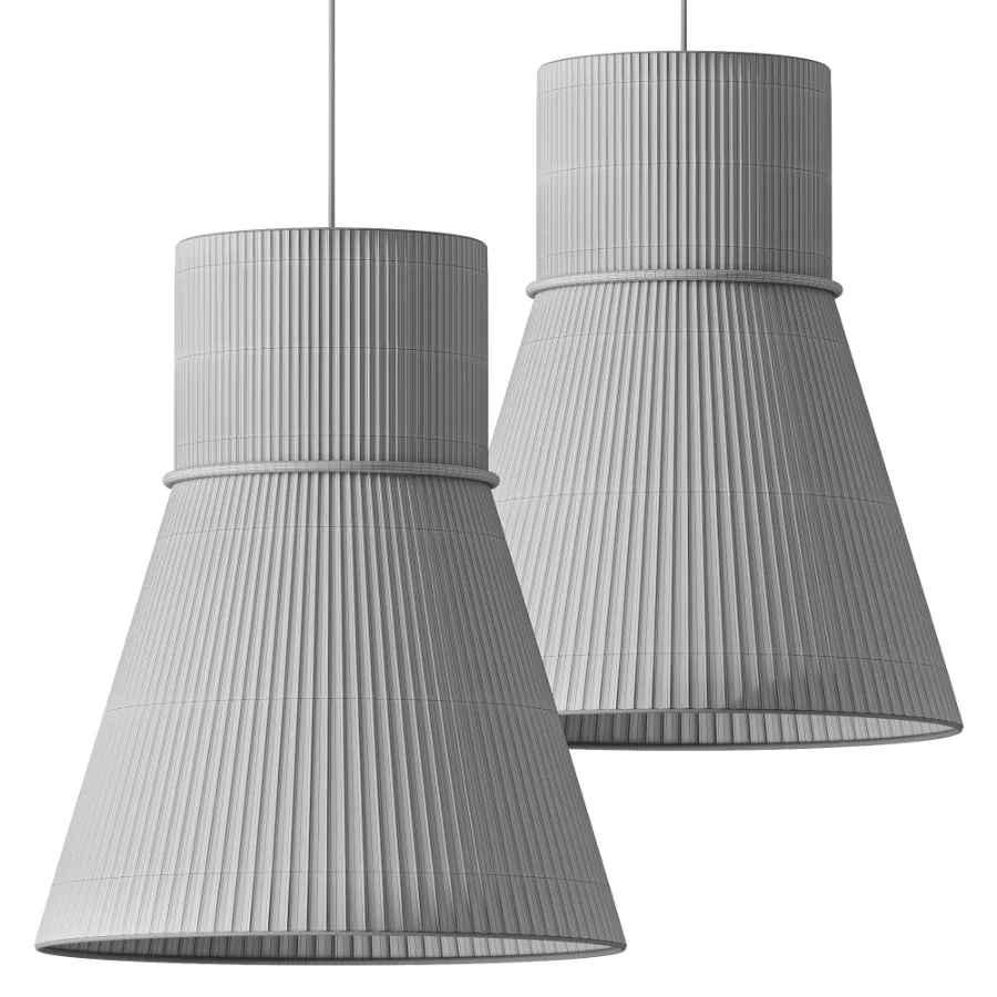 Lustria Suspension Fabric Pleated Cone Chandelier White B Image 3