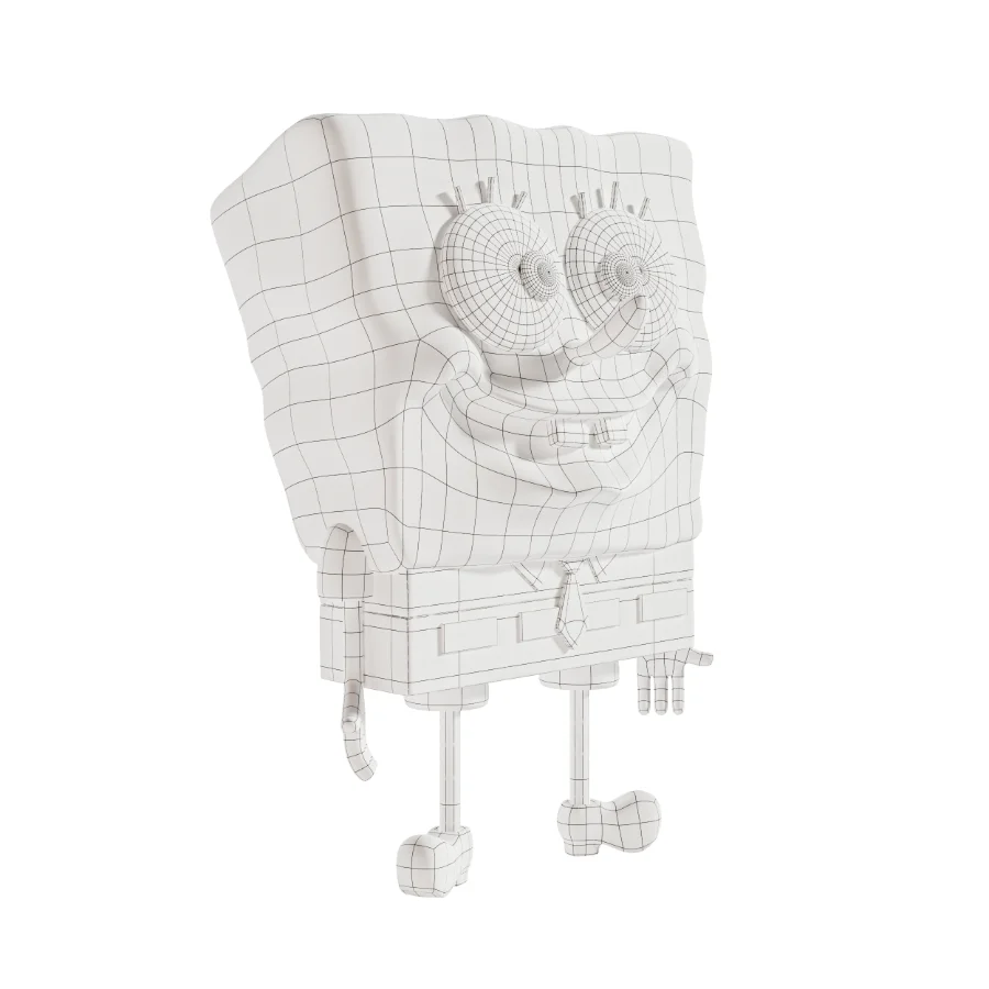 Stylized Yellow Square Cartoon Character Game Ready 3D Model Image 5