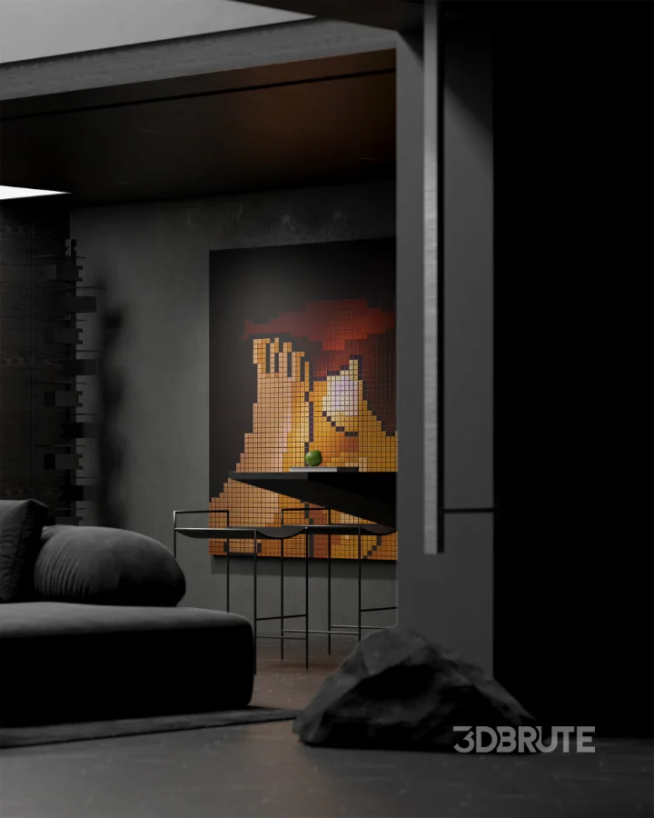 Modern Dark Villa Living Room Image 20