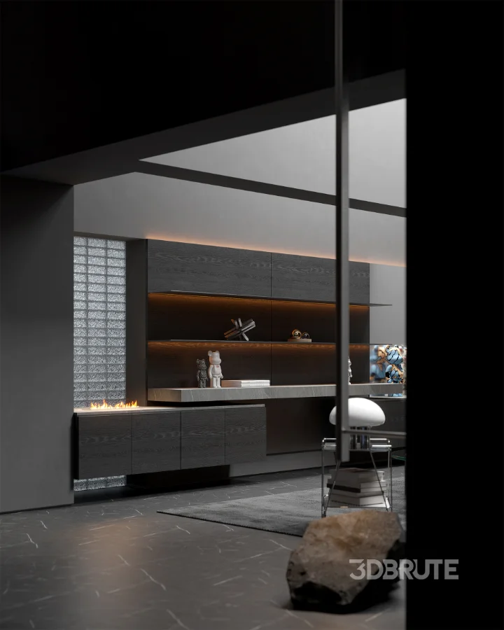 Modern Dark Villa Living Room Image 22