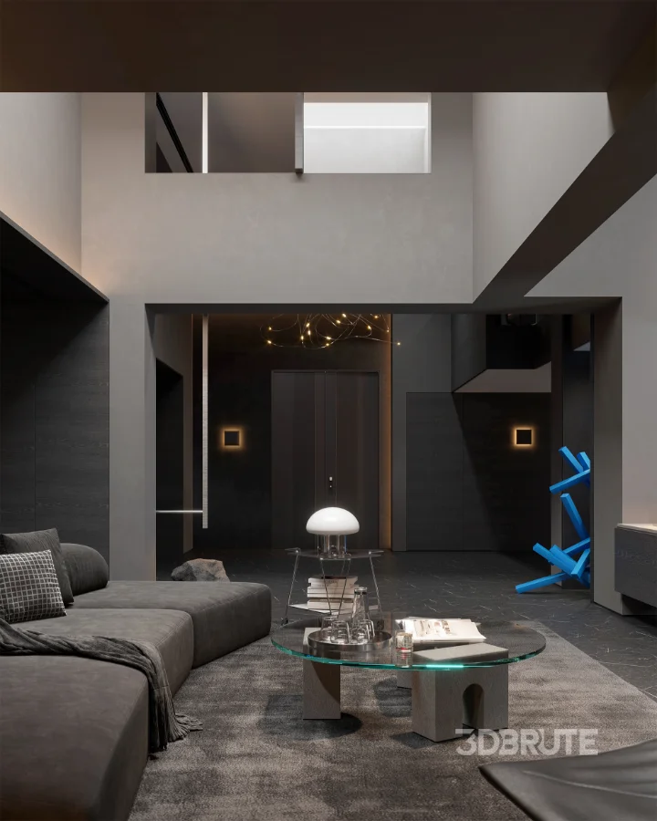 Modern Dark Villa Living Room Image 17