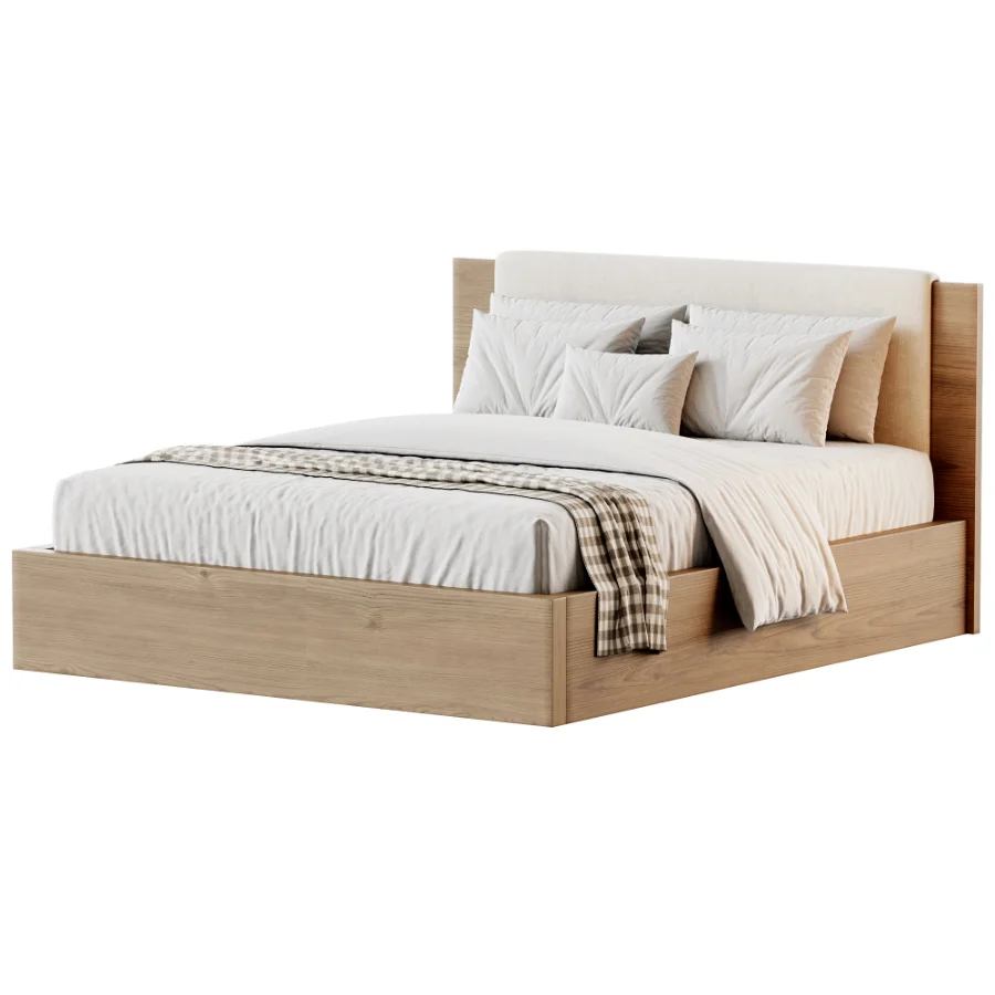 Berkely Wood Upholstered Bed Image 2