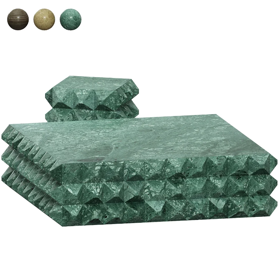 Bottega Green Square Marble Coffee Table Image 6