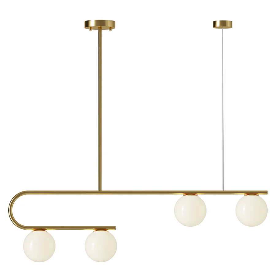 Postmodern Gold Linear Island Pendant Light 4 heads Image 1