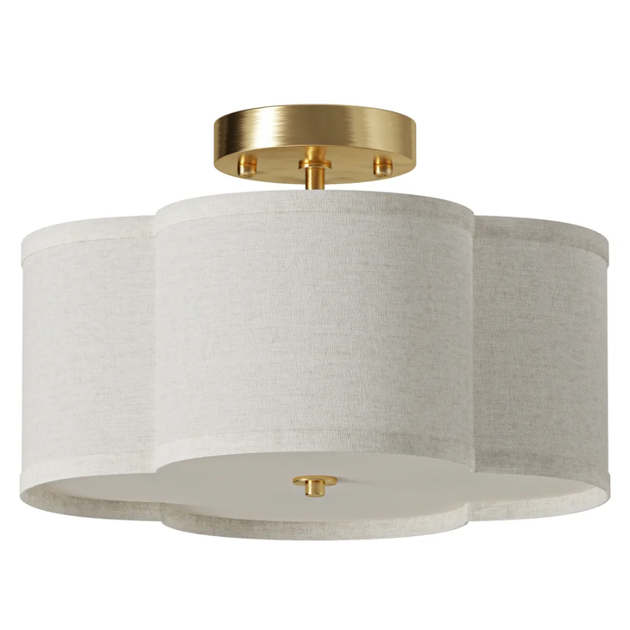 Fabric Semi Flush Mount Ceiling Light Fixture Image 3