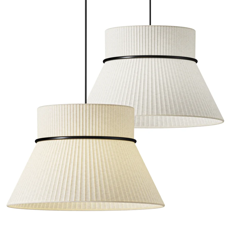 Lustria Suspension Fabric Pleated Cone Chandelier White C Image 1