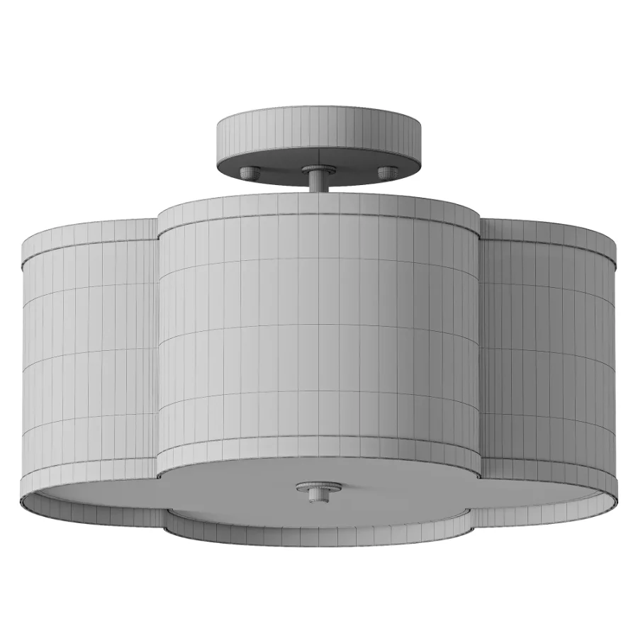 Fabric Semi Flush Mount Ceiling Light Fixture Image 1
