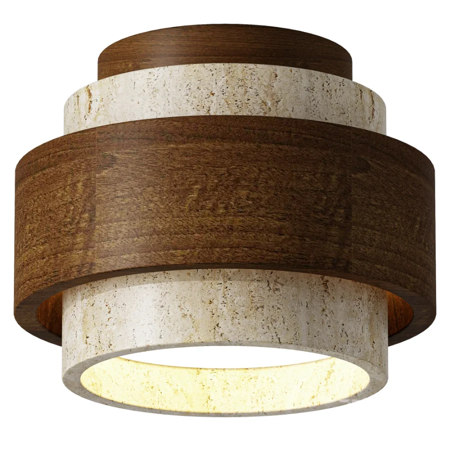 Biosag Mokustone Travertine Flush Ceiling Light Image 1