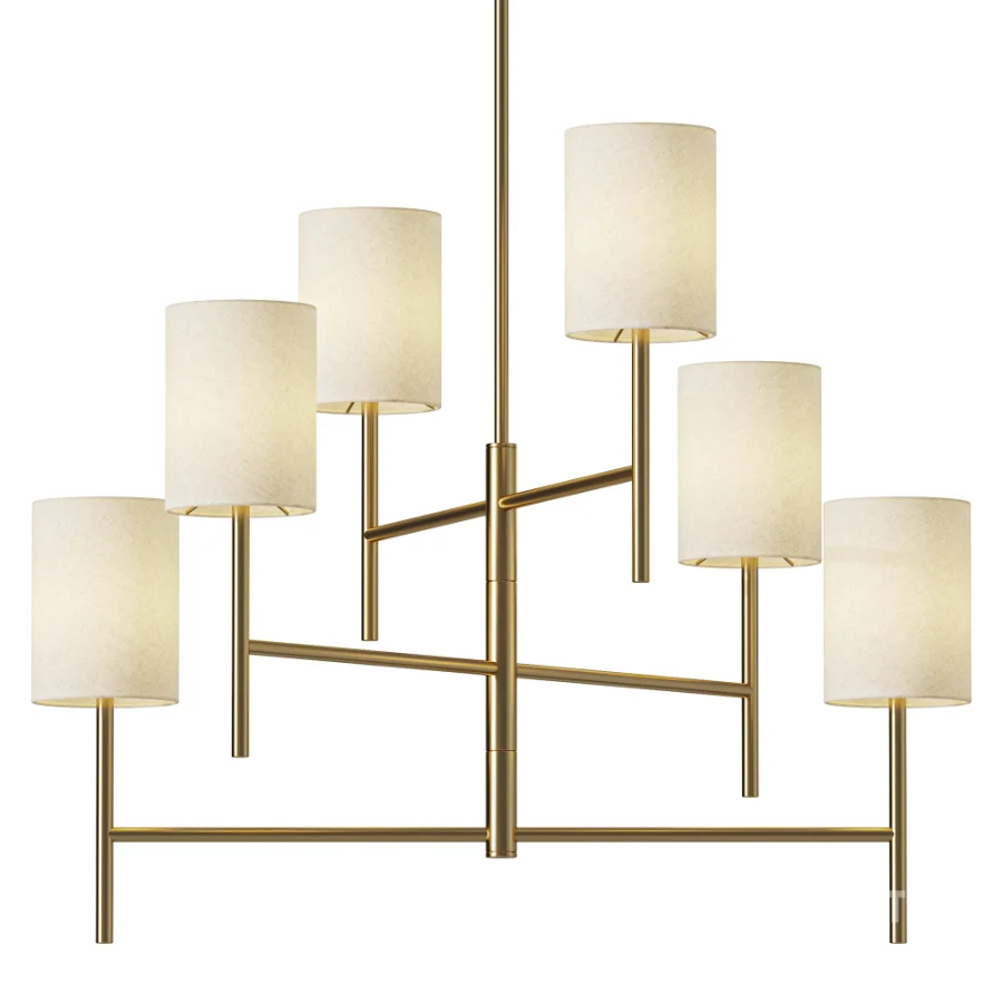Barbara Barry Key Linen Drum Chandelier 6 Light Image 1