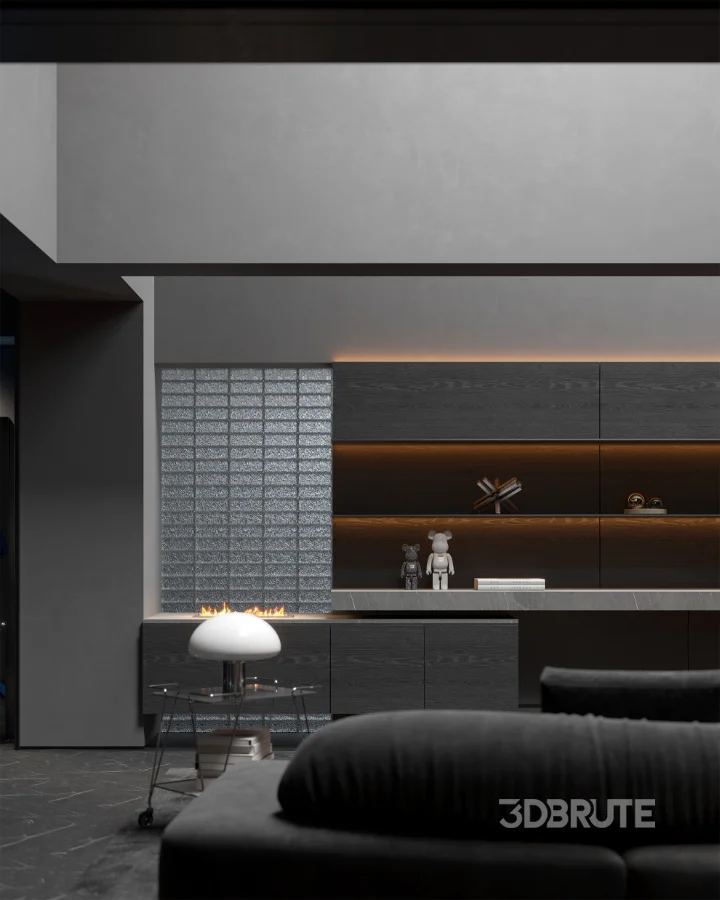 Modern Dark Villa Living Room Image 21