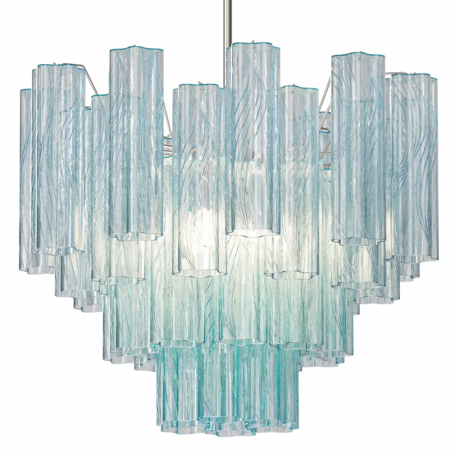 Murano Chandelier Blue Glass Tubes Image 1