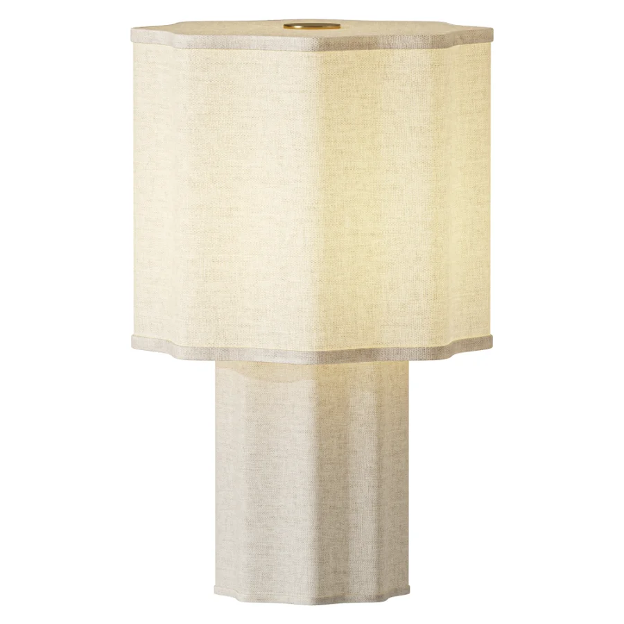 Ola Warm White Linen Mini Table Lamp Image 1