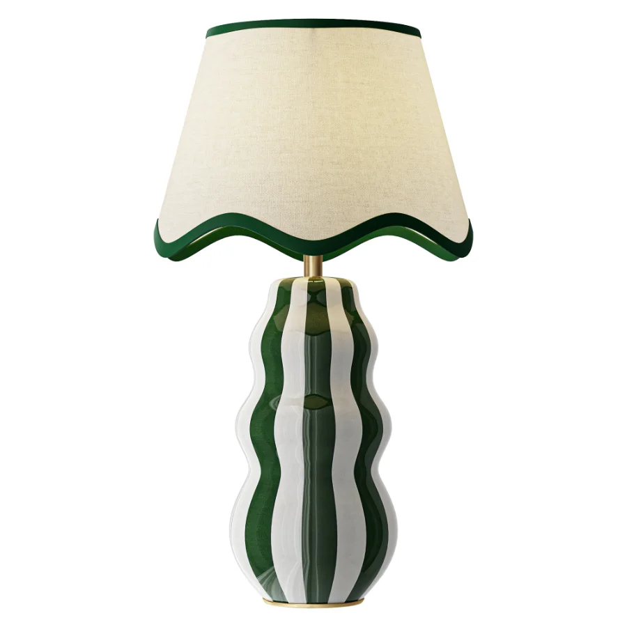 ValueLights Everie Green Stripe Lamp Image 1