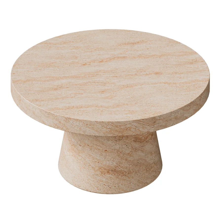 Pisa Pedestal Travertine look Coffee Table – Indoor & Outdoor Table Image 3