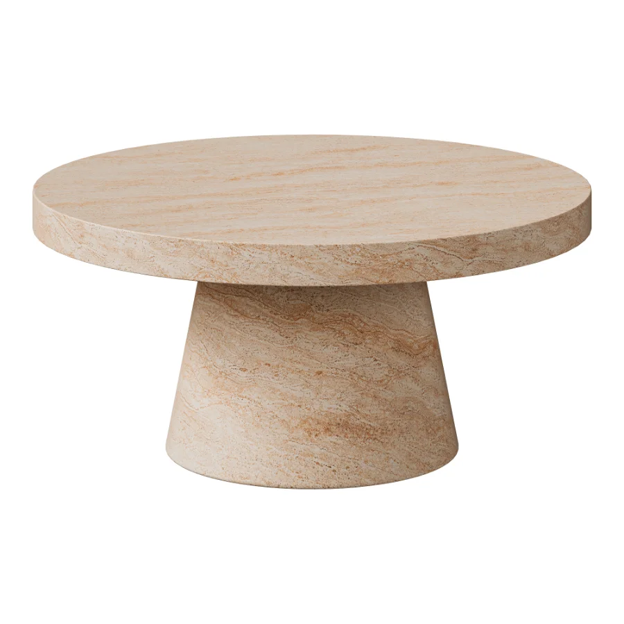 Pisa Pedestal Travertine look Coffee Table – Indoor & Outdoor Table Image 1