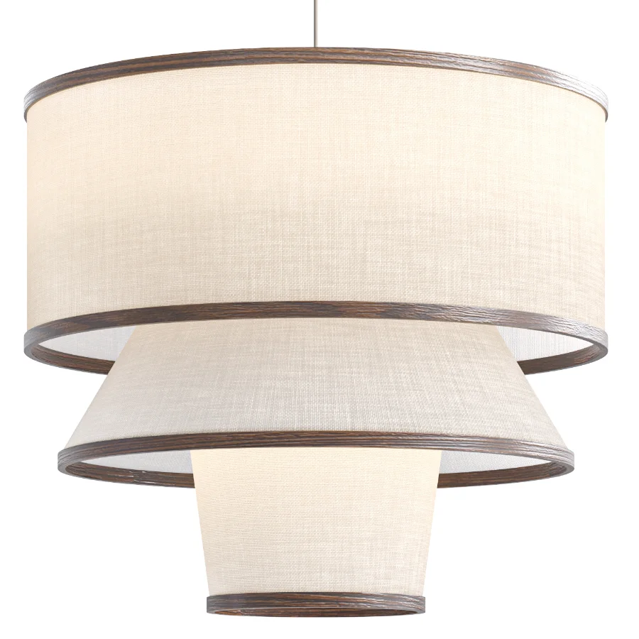 Bruna Walnut Wood and Linen Pendant Light Image 3