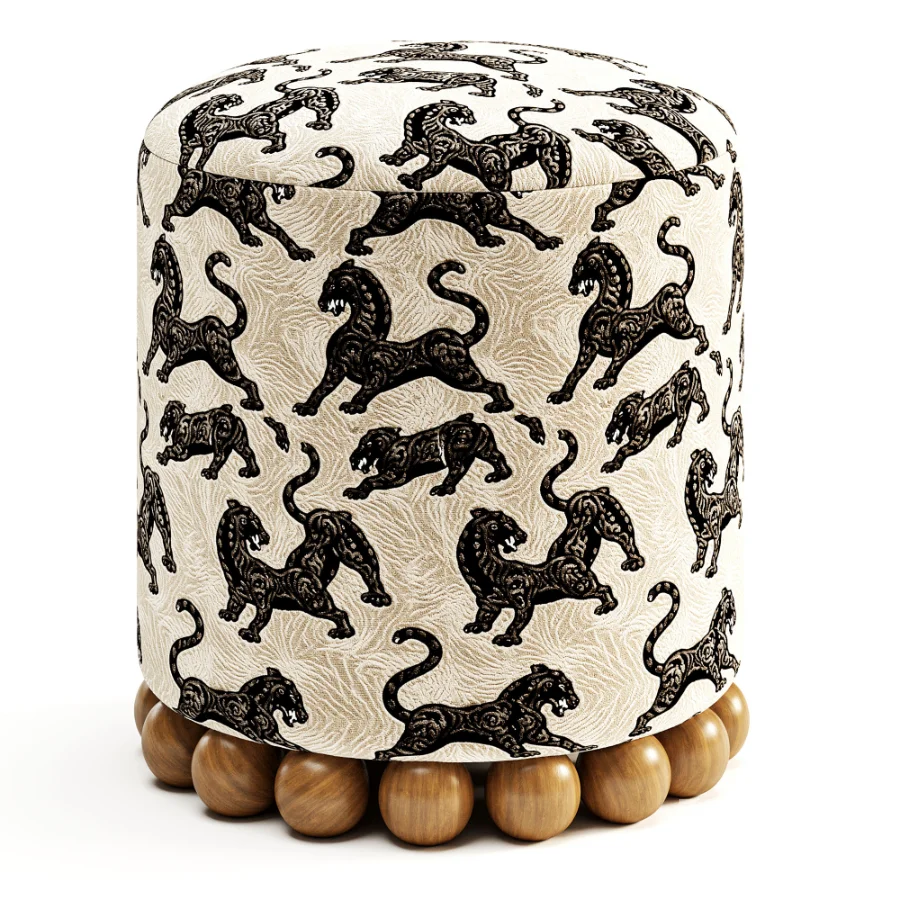 Dex Leopard Performance Jacquard Ottoman Image 3