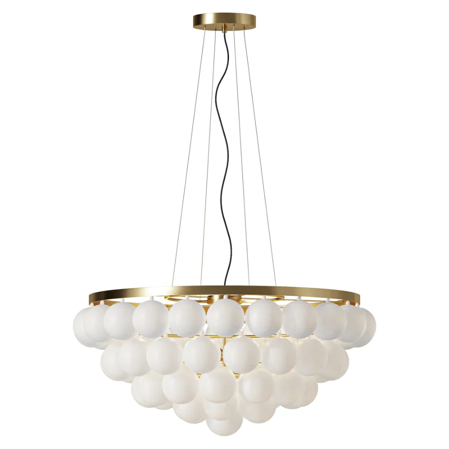 Cloudia Frosted Glass Brass Chandelier 5 Light Image 2