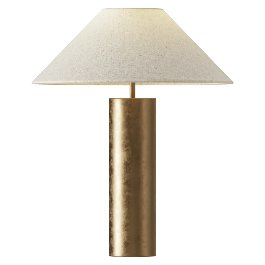 FareDecor Bleeker Aged Brass Linen Fabric Table Lamp Image 1