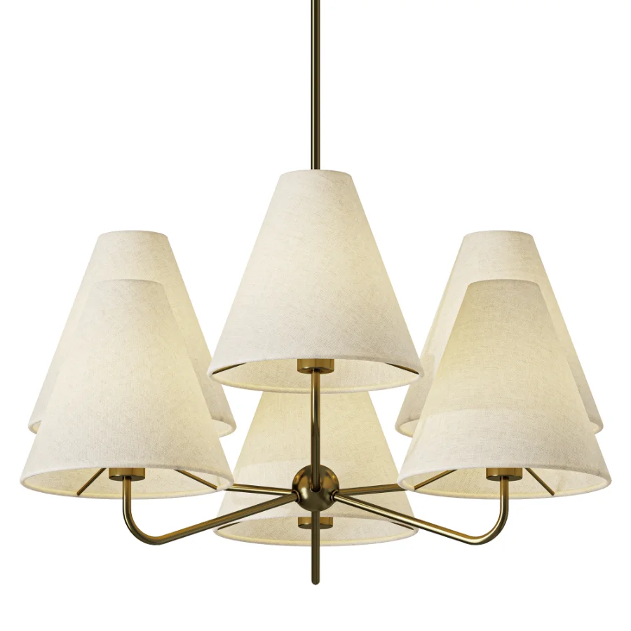 MDRN Austrian Brass Parchment Chandelier 1950s Image 2