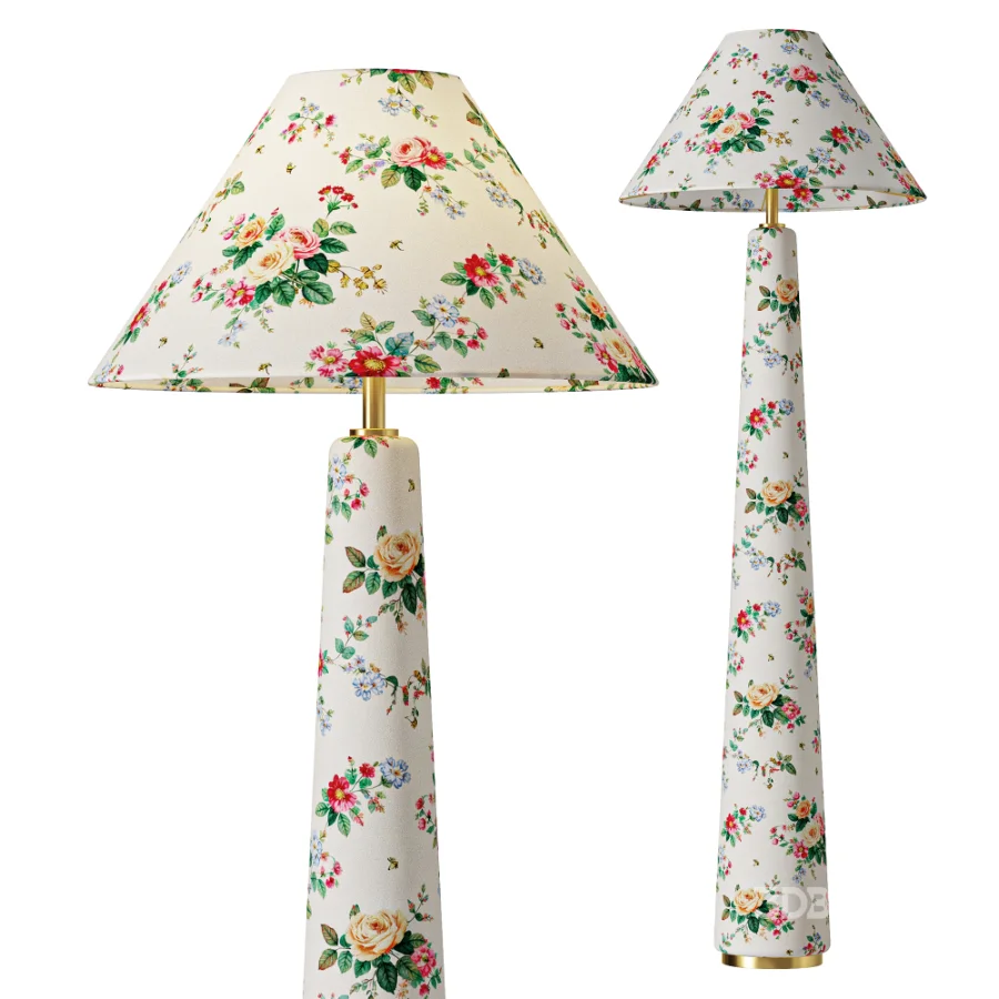 Lulu Printed Fabric Upholstered Empire Floor Lamp Image 1