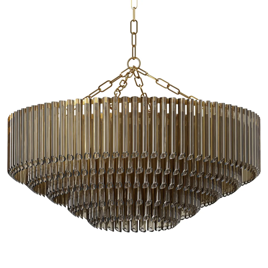 Petalia Wide Brass Chandelier Image 1
