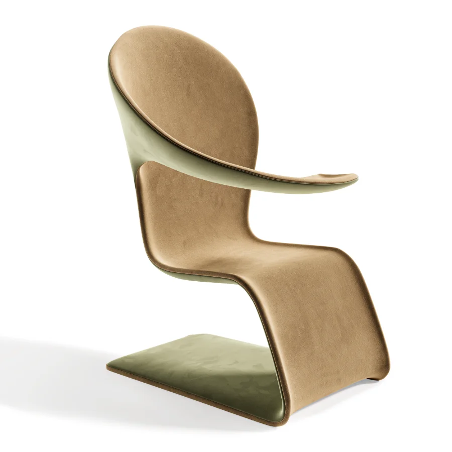 Modern Sculptural Armchair with Soft Fabric Upholstery Image 1