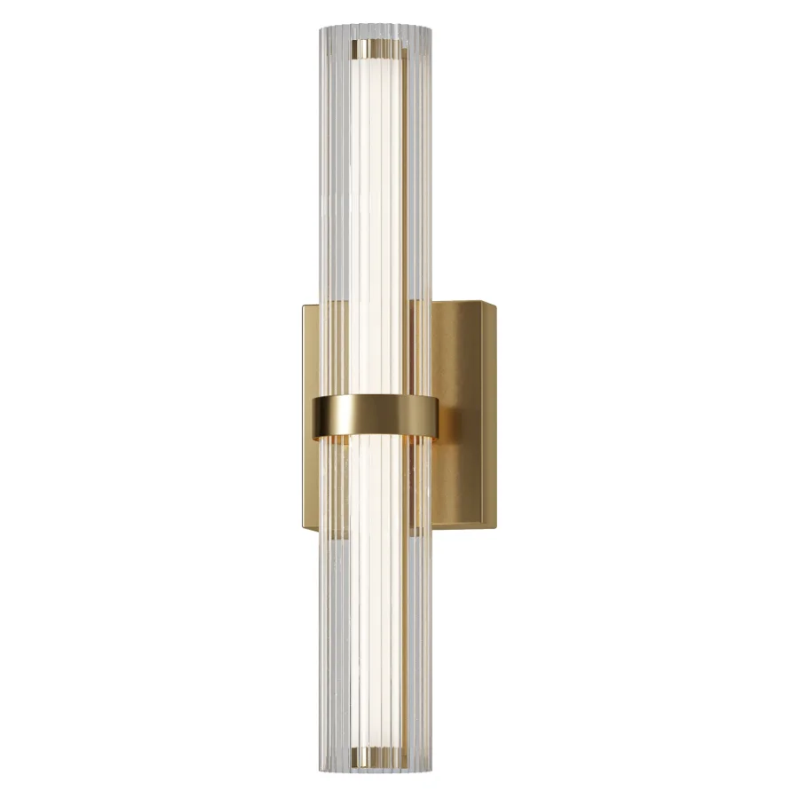 Soren Fluted Glass LED Tube Wall Sconce Image 2