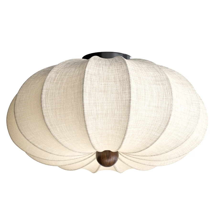 Japanese Vintage Fabric Curved Ceiling Light Image 2