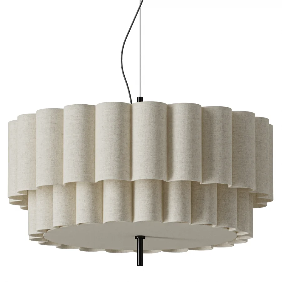 Stewart Modern Scalloped Linen Pendant Light Image 1
