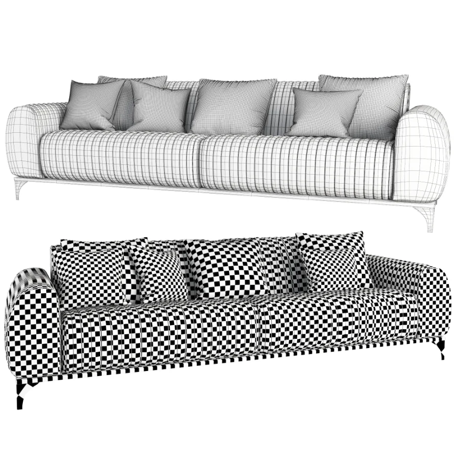 Sofa 4 Lugares Sala de Estar Base de Madeira Image 4
