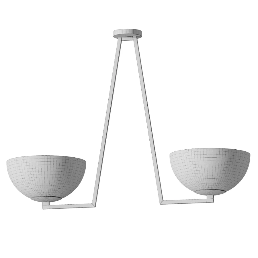 Jeanne 2 lights brass and white glass flush mount Image 3