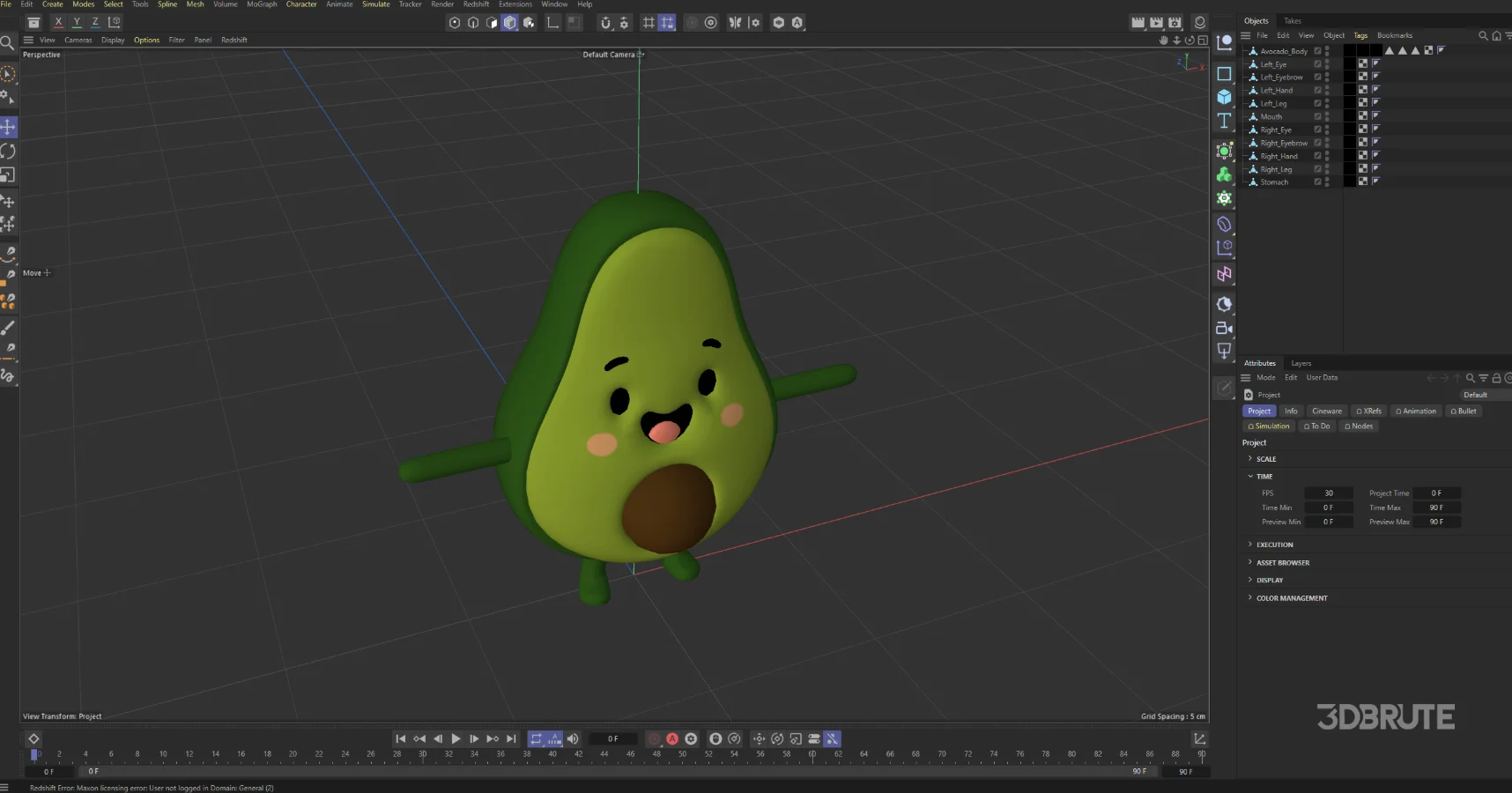 Avocado Cartoon 3D Character Image 17