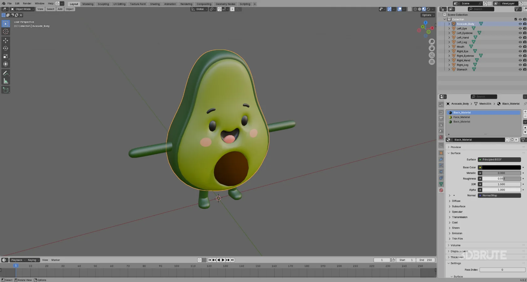Avocado Cartoon 3D Character Image 16