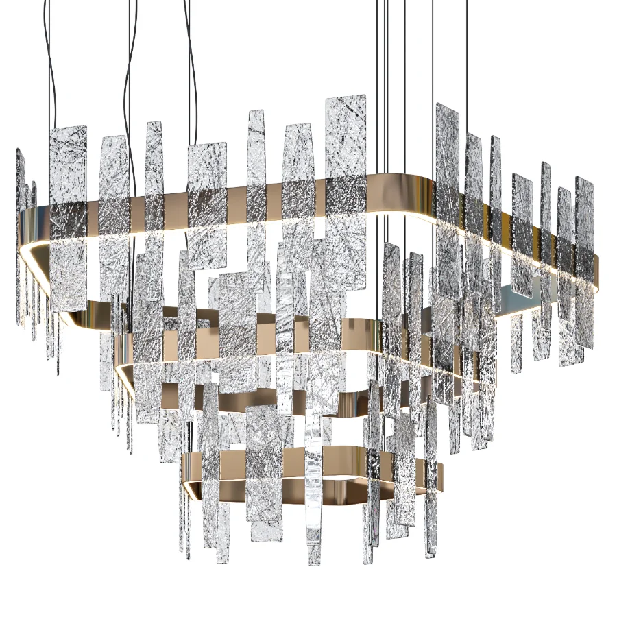Forest Glass and Brass Chandelier Image 4