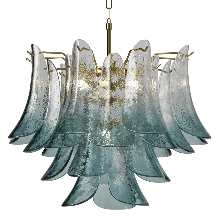 Blue Murano Style Glass Petals Chandelier Image 1