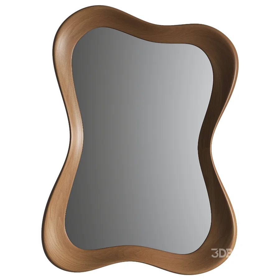 Asymmetrical Wooden Frame Mirror 04 Image 1