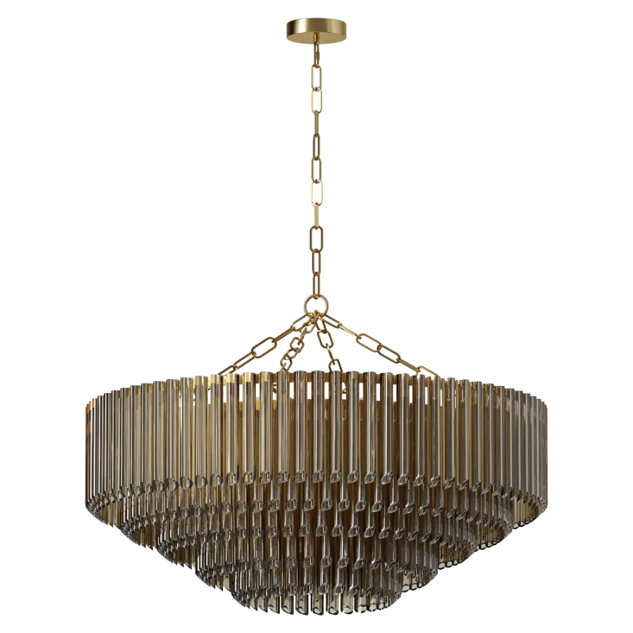 Petalia Wide Brass Chandelier Image 3