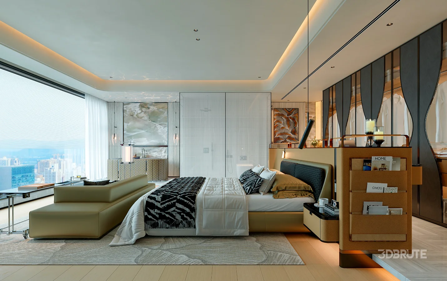 modern luxury bedroom interior Image 1
