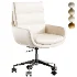 Sergio beige swivel office chair - Thumbnail 1