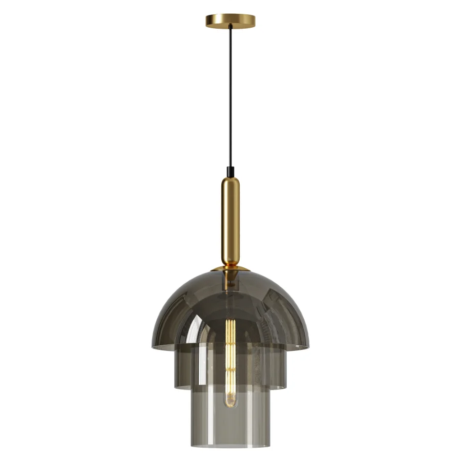 Modern cognac multi layer glass shade pendant light Image 2
